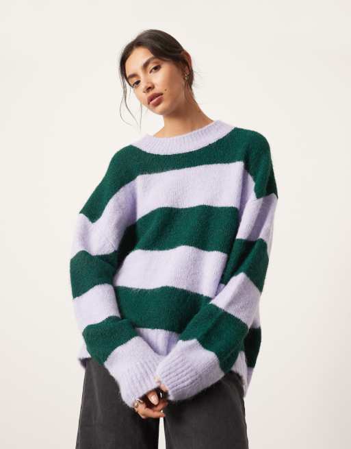 ASOS EDITION oversized crew neck knit striped sweater in