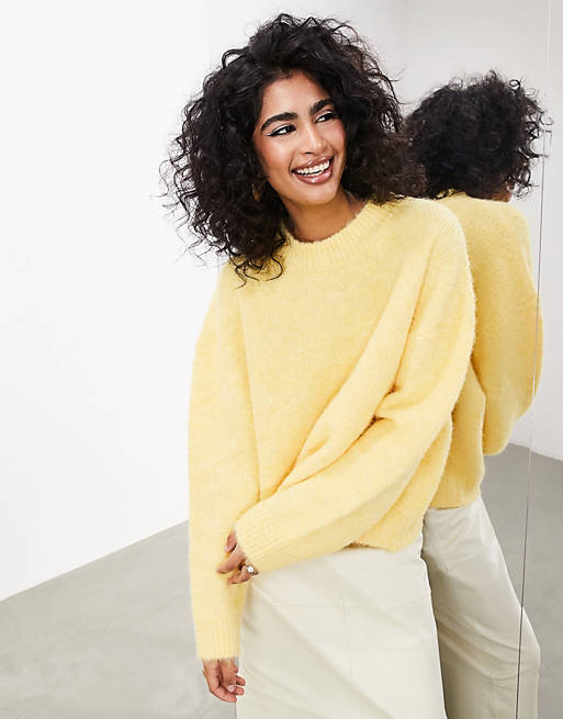via Spaceship stor ASOS EDITION oversized crew neck knit sweater in buttermilk yellow | ASOS