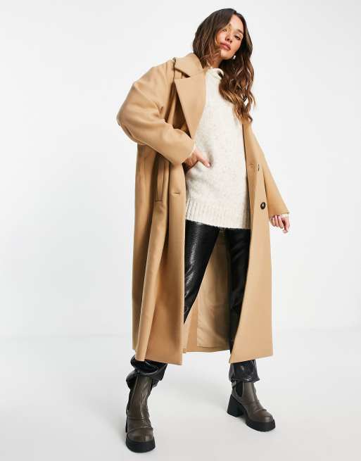 ASOS EDITION - Oversized, dobbeltradet frakke i kamelbrun