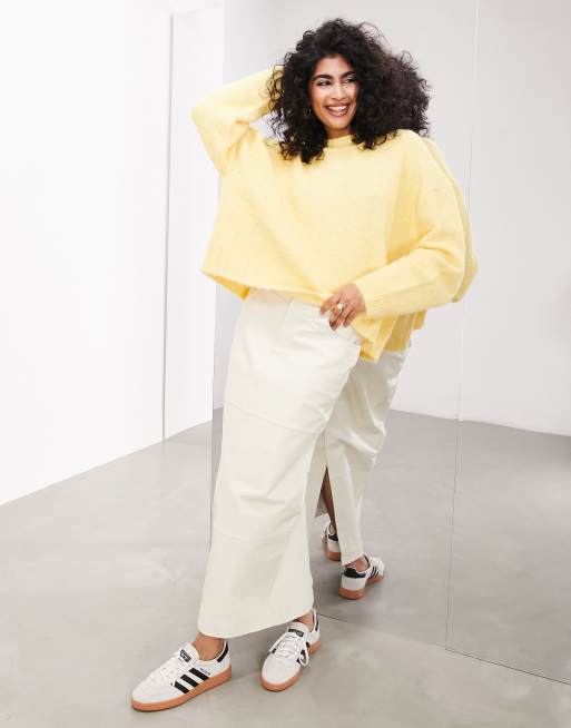ASOS EDITION - Oversized gebreide trui met ronde hals in karnemelk geel, 4 van 4