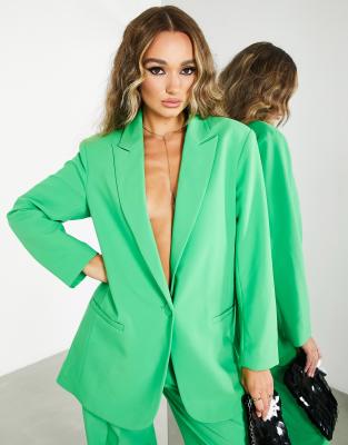 Shop ASOS EDITION oversized longline blazer in bright green Online – Trendy & Affordable Fashion