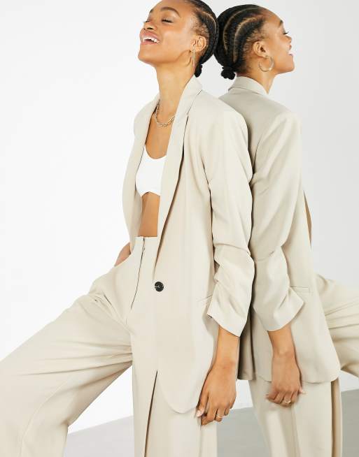 ASOS EDITION oversized wedding blazer & wide leg pants in stone - STONE