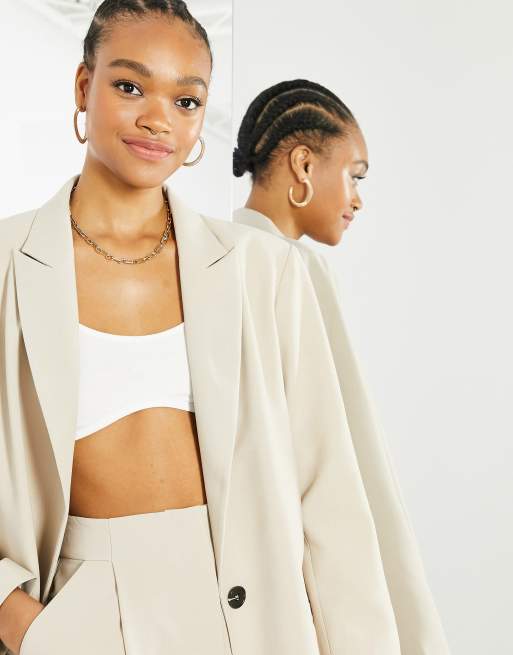 ASOS EDITION oversized longline blazer in stone