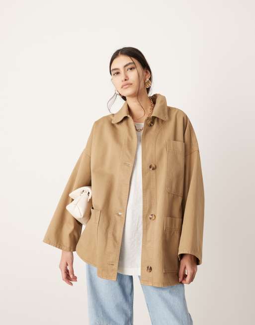 ASOS EDITION oversized mansy shacket in stone ASOS