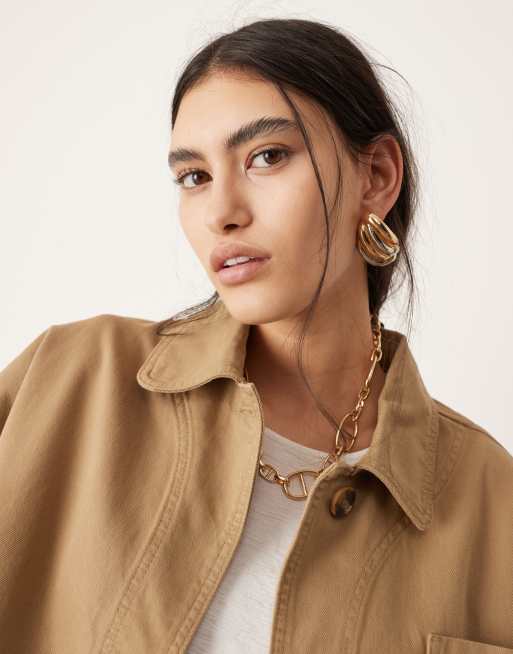 ASOS EDITION oversized mansy shacket in stone, 4 of 4