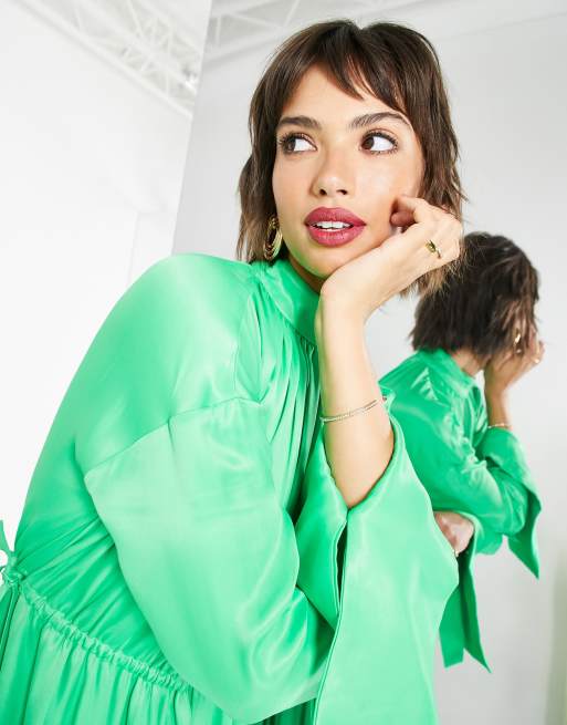 ASOS EDITION oversized maxi dress with drawstring detail in green | ASOS