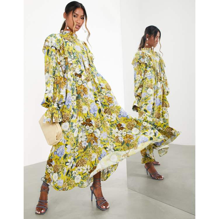 Yellow Floral Maxi Dress - Louis Vuitton Reverse Monogram Camera