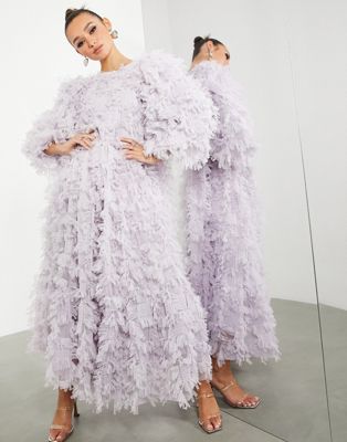 ASOS EDITION oversized midaxi dress in textured mesh in lilac