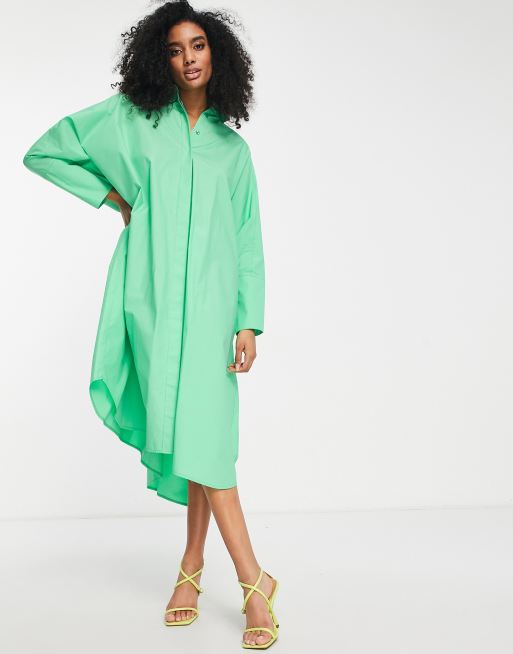 ASOS EDITION - Oversized midi overhemdjurk in felgroen 