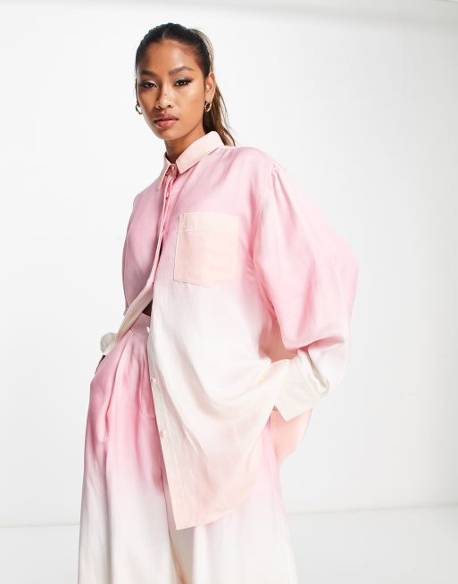 ASOS Edition - Oversized overhemd in roze met kleurverloop