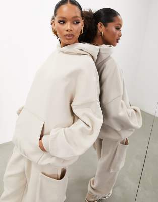 ASOS EDITION ASOS EDITION oversized premium heavy weight hoodie in oatmeal-Grey