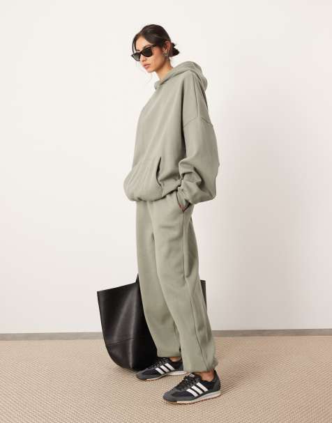 ASOS EDITION oversized premium heavy weight sweatpants in olive green - view 1