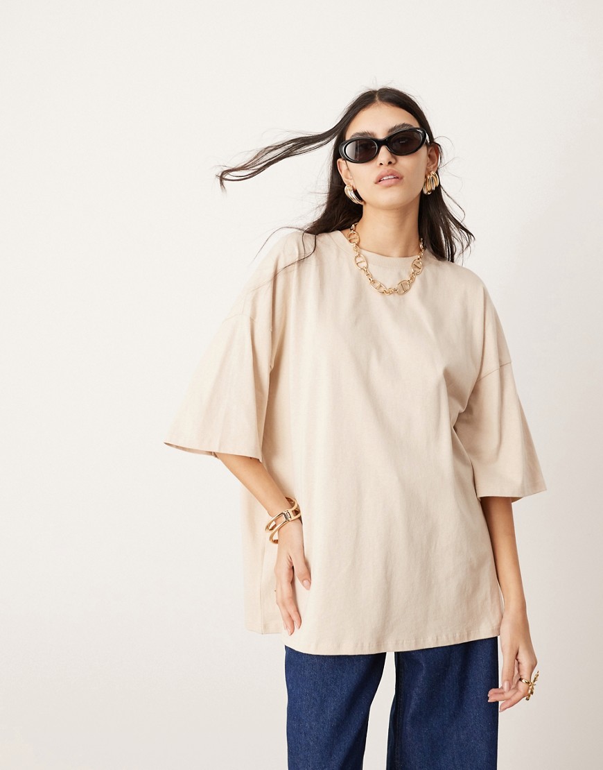 oversized premium heavy weight T-shirt in taupe-Neutral