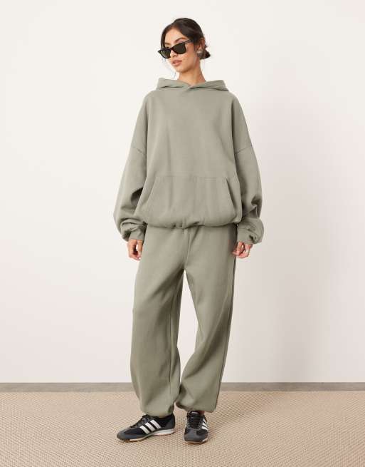 ASOS EDITION oversized premium heavyweight trackies in olive green