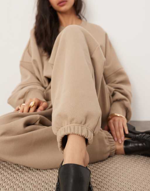 ASOS EDITION oversized premium heavyweight trackies in taupe
