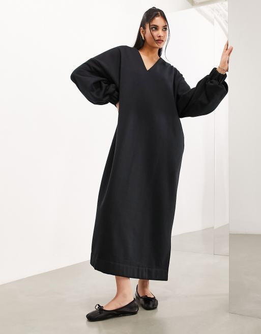 ASOS EDITION oversized premium jersey sweatshirt dress in black