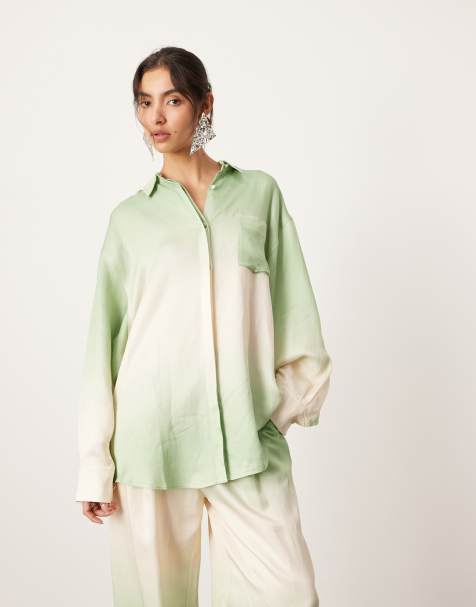 ASOS EDITION oversized shirt co-ord in green ombre print - view 1