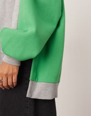 Asos Design Oversized Split Hem Color Block Hoodie In Multi