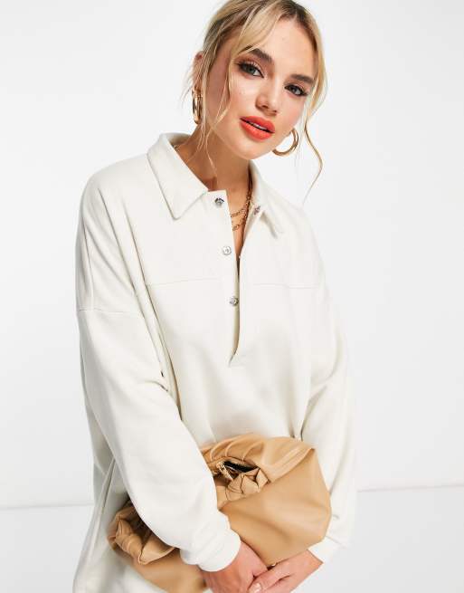 ASOS EDITION - Oversized sweaterjurk met polokraagje in kiezelgrijs, 3 van 4
