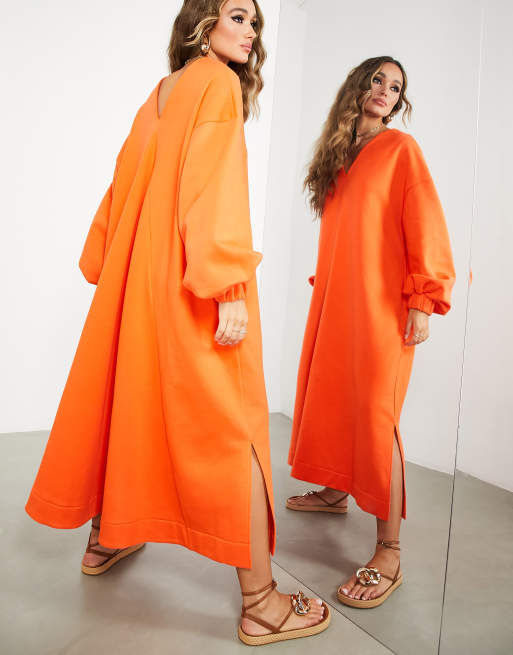 Orange cheap sweatshirt dress