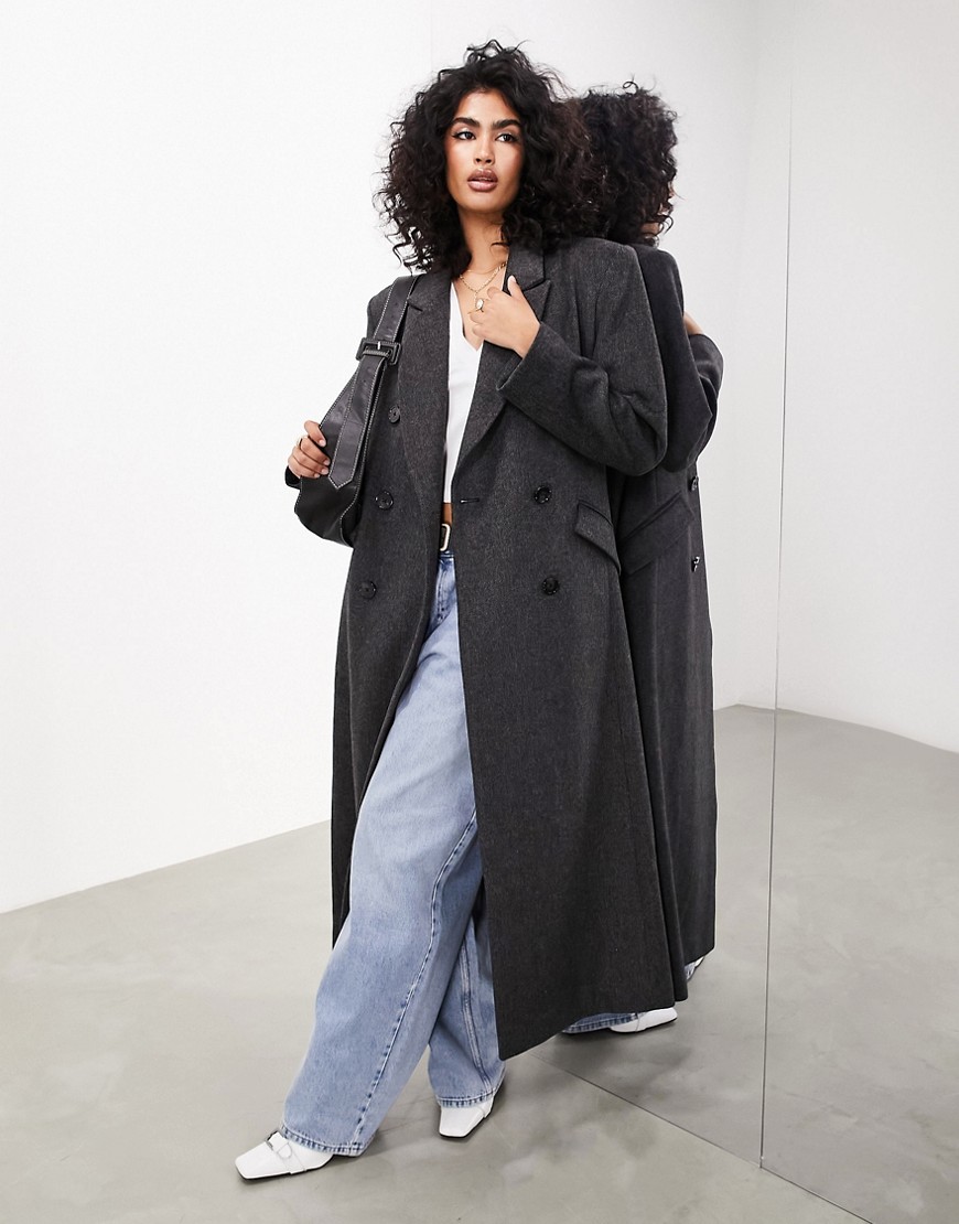 ASOS EDITION oversized tailored bold shoulder maxi coat in grey