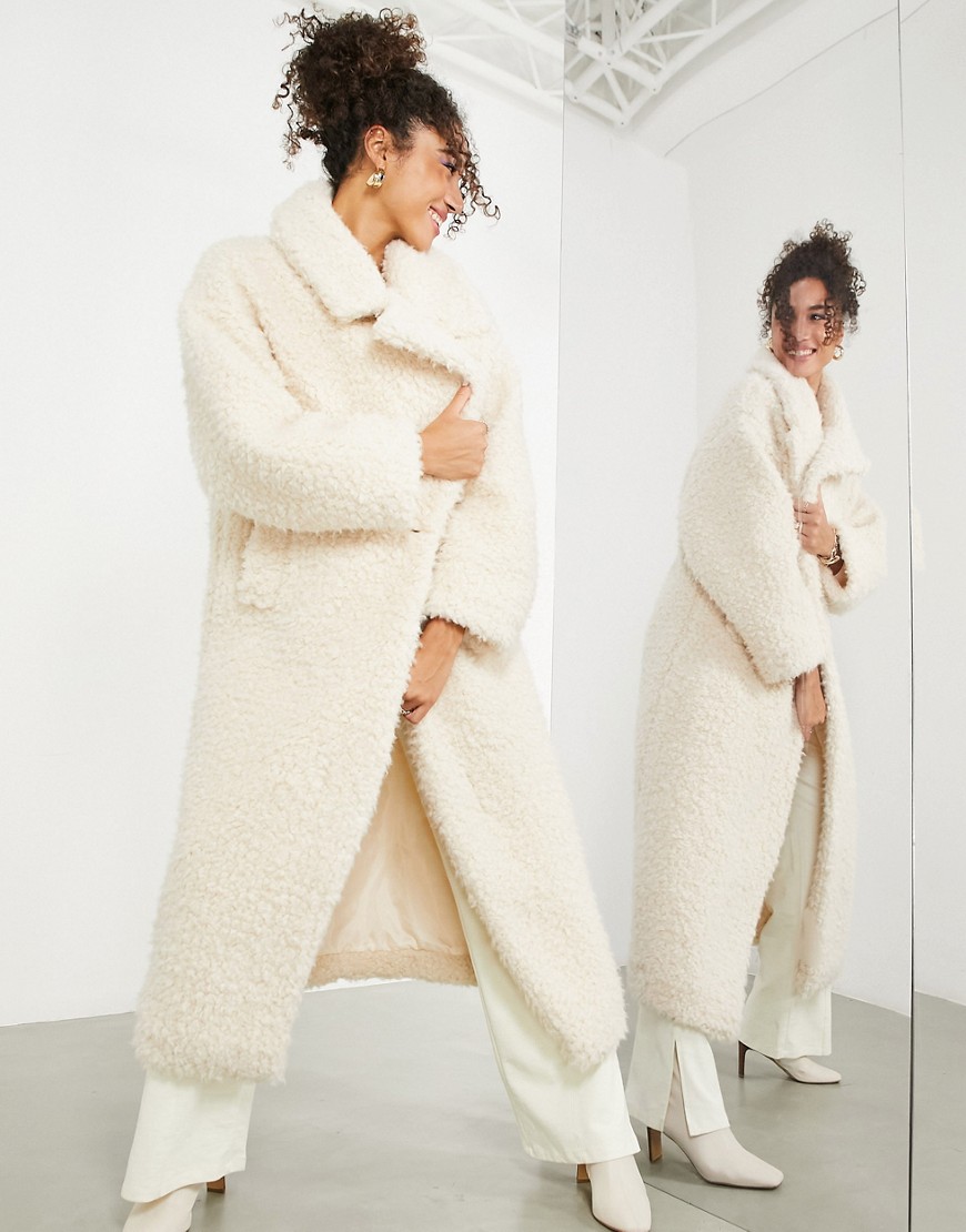 ASOS EDITION oversized teddy coat in cream-White