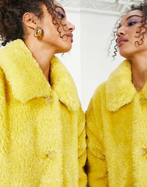 ASOS EDITION oversized teddy jacket in yellow