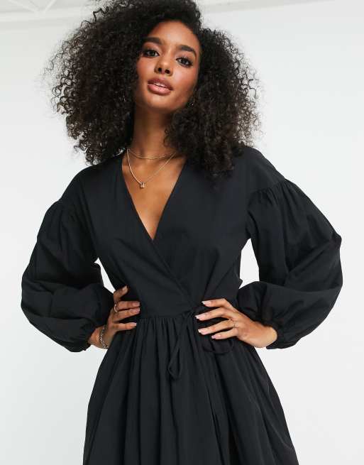 Asos black 2025 wrap dress