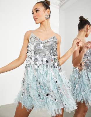 asos sequin feather dress