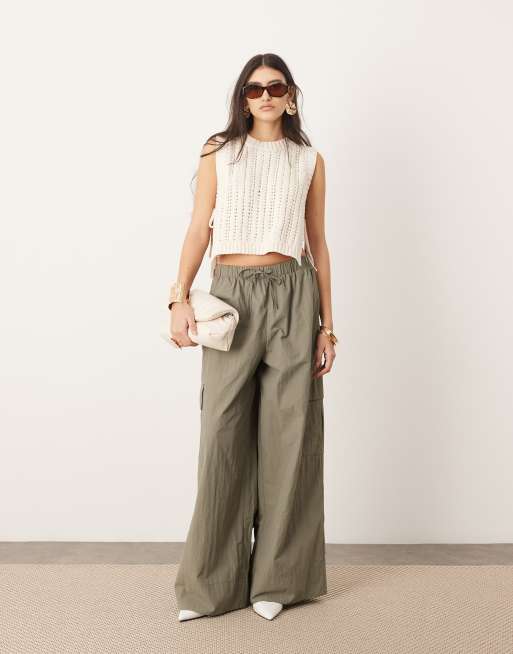ASOS EDITION - Pantalon ample à cordon de serrage et poches cargo - Kaki, 3 de 5