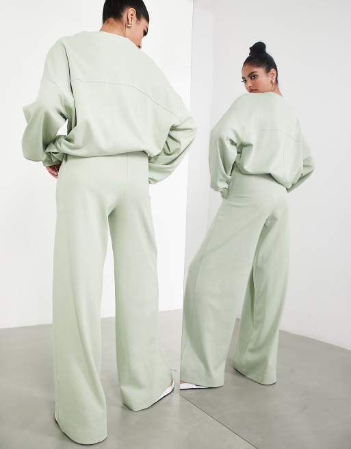 ASOS EDITION - Pantaloni a vita alta in jersey testurizzato verde salvia, 4 di 4