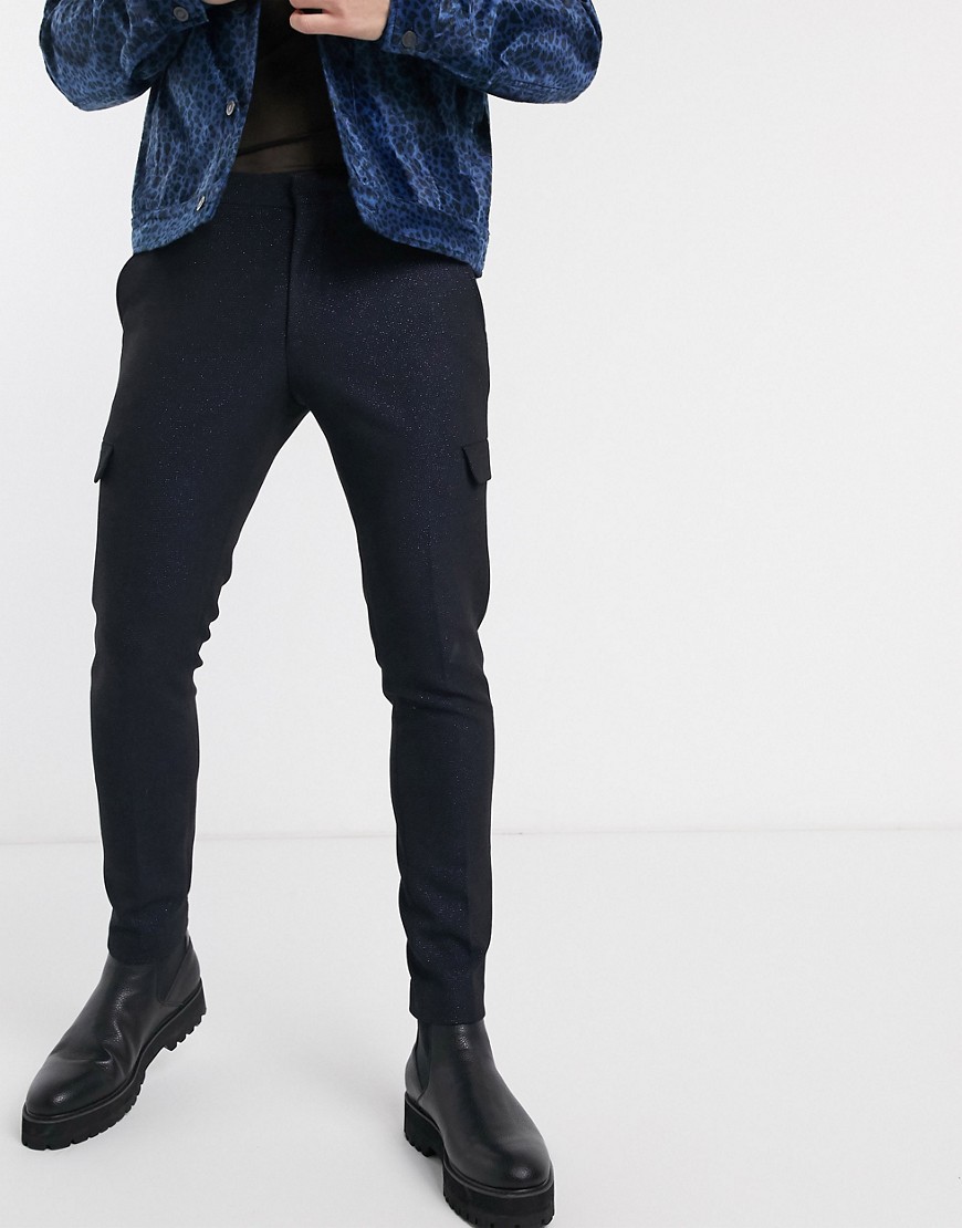 ASOS EDITION - Pantaloni cargo super skinny blu