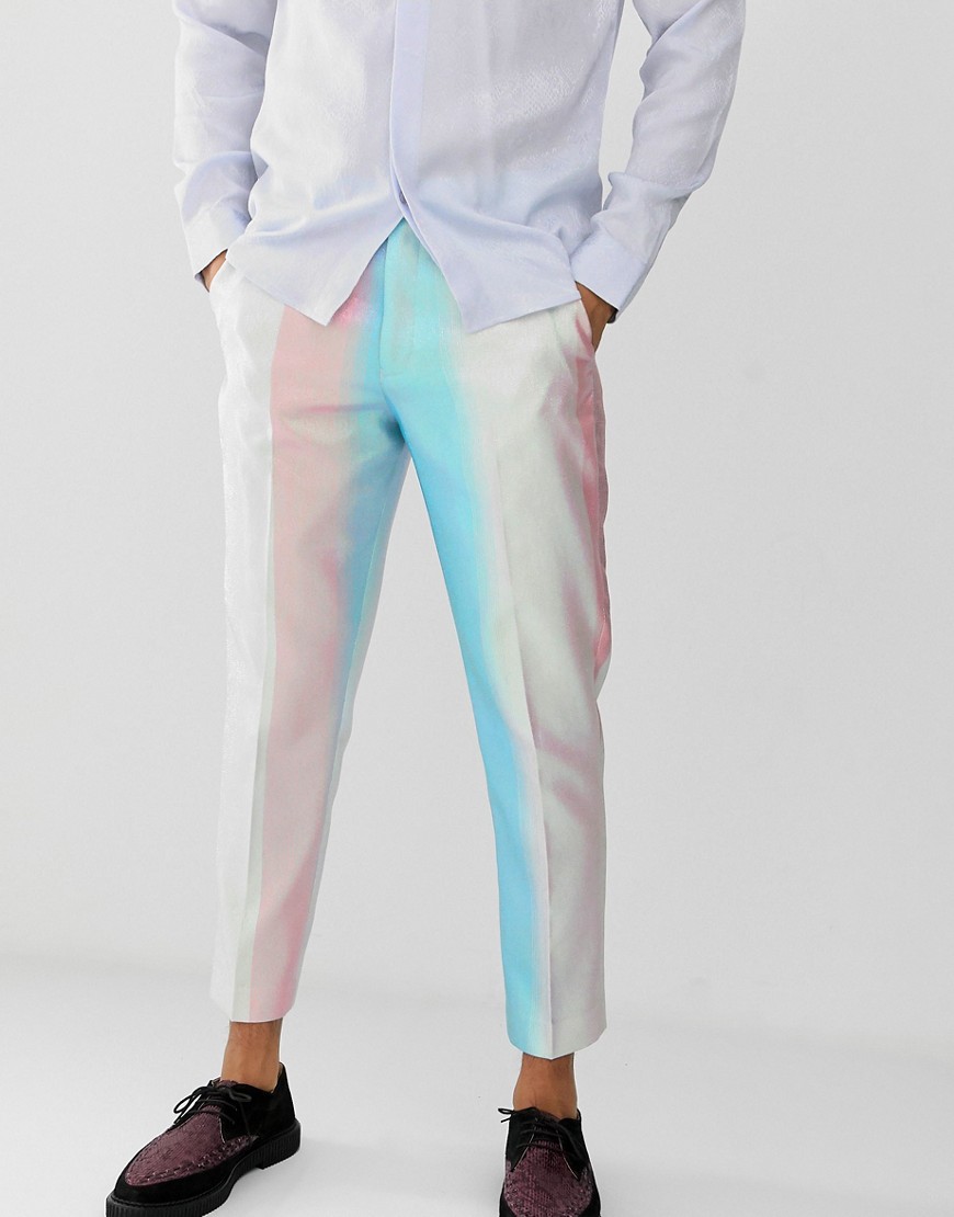 ASOS EDITION - Pantaloni slim eleganti corti bianco iridescente