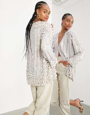 Asos edition mirror and pearl oversized jacket hotsell