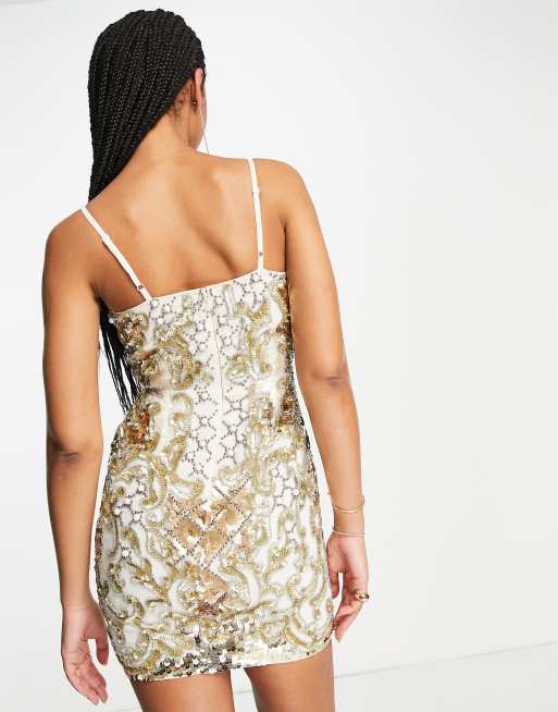 Buy Lipsy Gold Ombre Halter Sequin Mini Summer Dress from Next