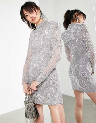 asos silver gown