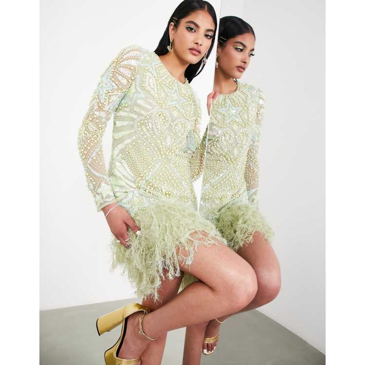 Green sequin outlet dress asos