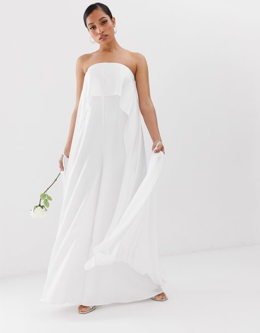 ASOS EDITION Petite Combinaison de mariage avec cape flottante dans le dos