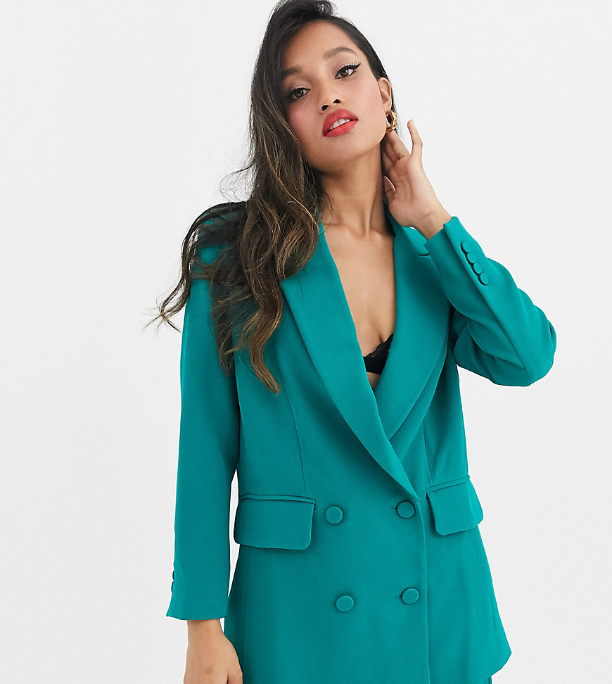 ASOS EDITION Petite double breasted jacket-Green