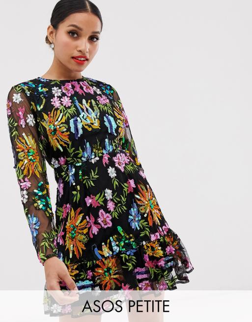 Asos petite embroidered dress online