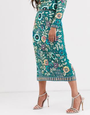 floral embellished skirt