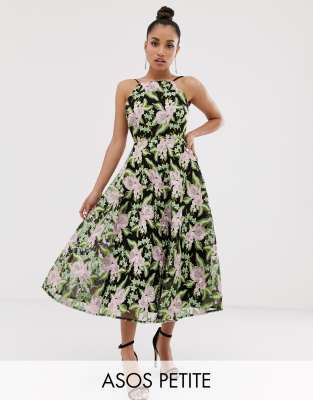 halter neck floral midi dress