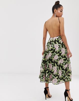 asos edition petite halter neck embroidered midi dress