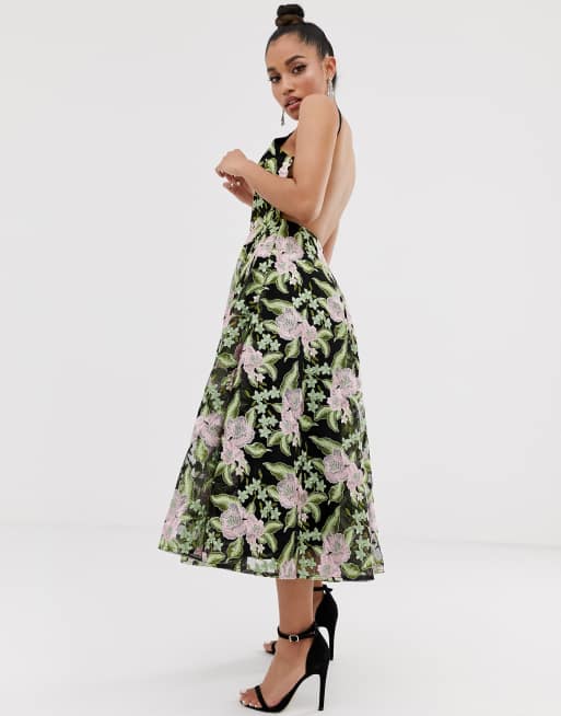 ASOS EDITION Petite halter neck embroidered midi dress