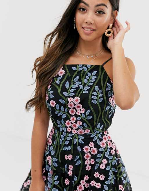 Asos edition petite halter neck embroidered store midi dress