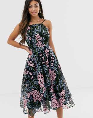 halter neck floral midi dress