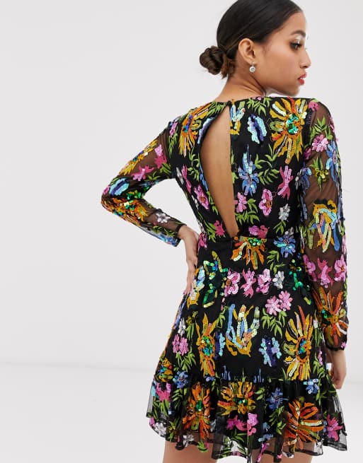 ASOS EDITION Petite - Mini-jurk met borduursel, kralen en peplum langs de zoom, 2 van 4
