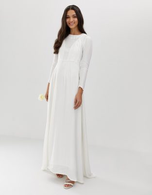 ASOS EDITION plaited wedding dress-Cream