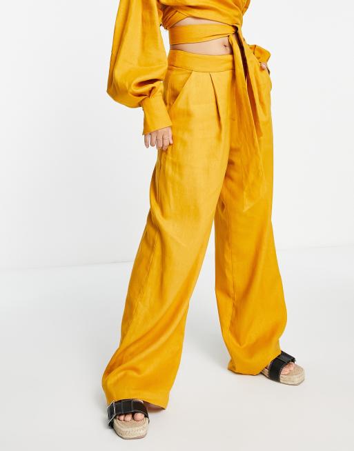 Mustard yellow linen clearance pants