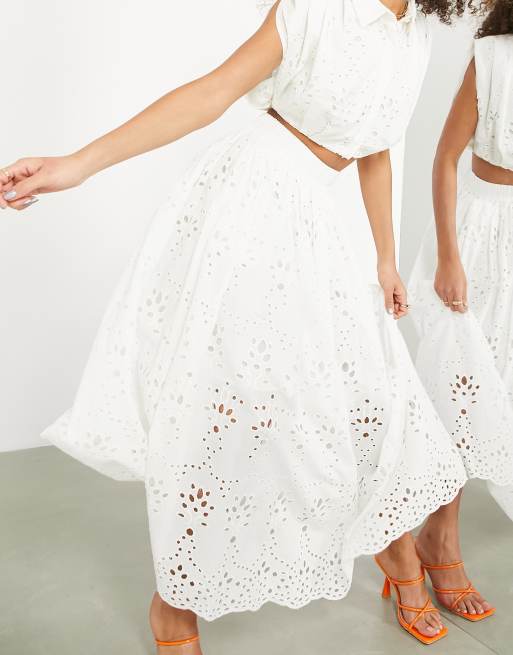 Asos white midi store skirt